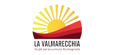Logo de La Valmarecchia, raffigurante un sole stilizzato sopra colline rosse, rappresentando la collaborazione con iltecnico2424 SRL per prodotti energetici di alta qualità.